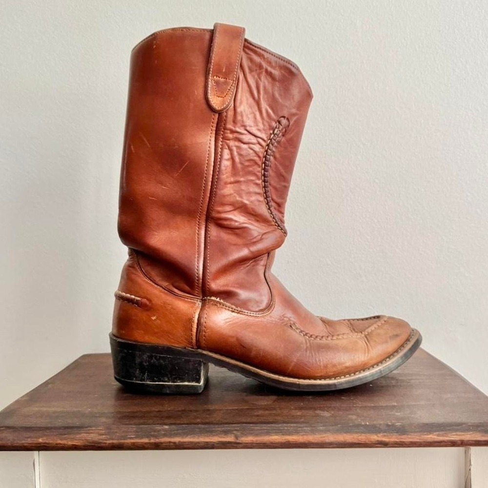 Men's vintage cowboy/campus boot size 9.5 western work genuine leather brown